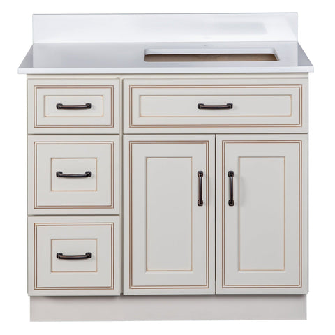 36" Offset Sink Bathroom Vanity in Pearl