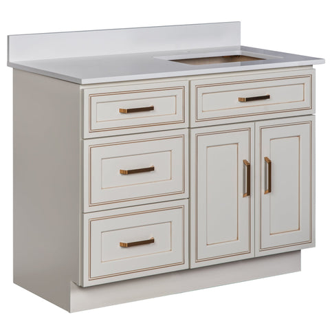 33", 36", 39", 42", 45", 48" Offset Sink Bathroom Vanity in Pearl