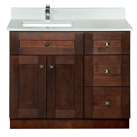 39-inch Bathroom Cabinet with Doors on Left - Left Offset Sink.