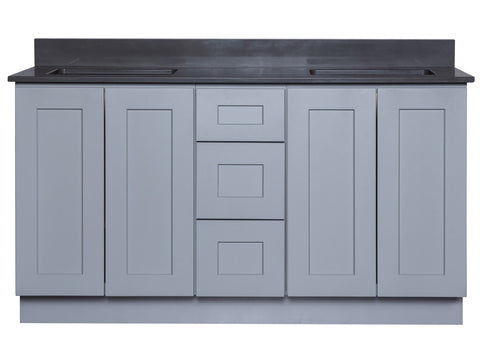 60" Double Sink Bathroom Cabinet in Grey