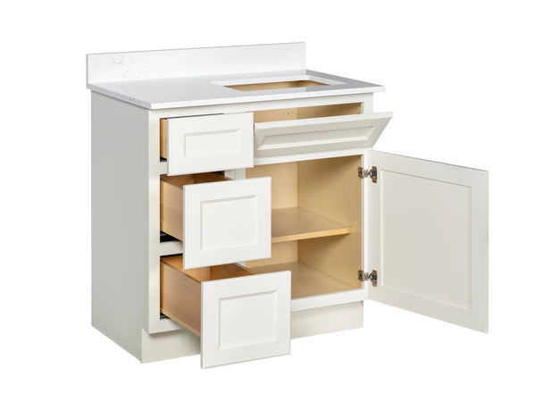 33 Sold Wood Bathroom Vanity with Quartz Countertop