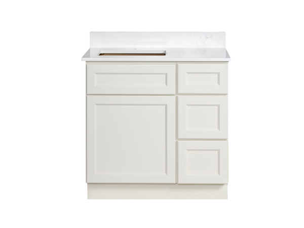 33" Offset Sink Bathroom Vanity in Off-White