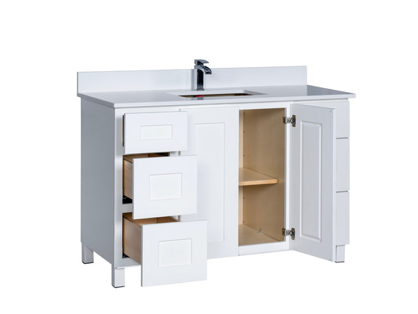 48 Inch White Bathroom Vanity with Sink