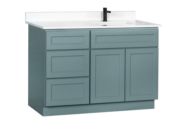 48 in Sage Green Vanity Cabinet with Sink Offset to Right
