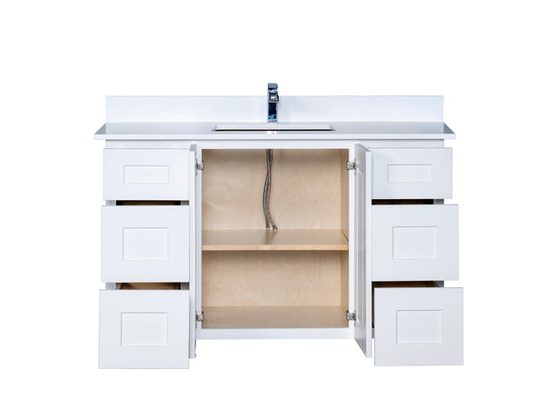 48" Bathroom Vanity in White Shaker with Legs