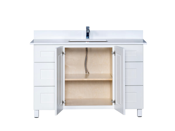 48" Bathroom Vanity in White Shaker with Legs