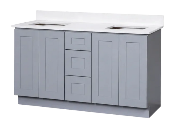 Double Sink Grey Vanity 60 inch