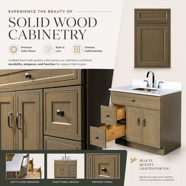 36 in Solid Wood Cabinet with Drawers