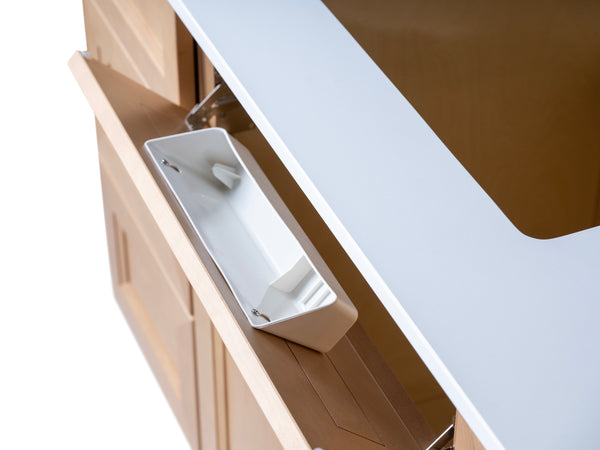 54” Timber bathroom vanity with under-sink storage, sink cutout and durable countertop surface