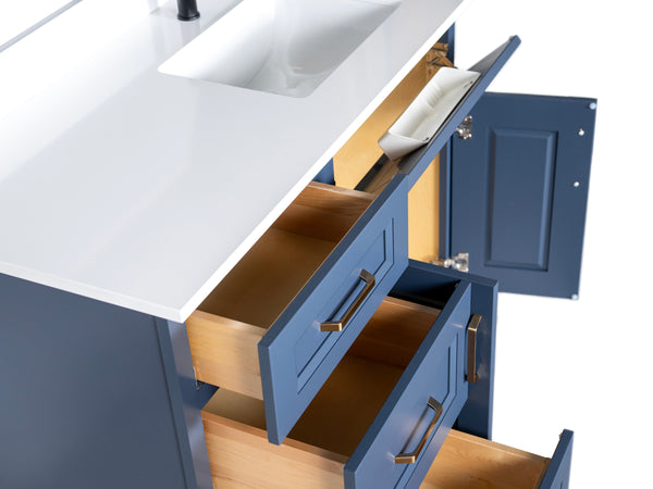 Off-center Bathroom Cabinet with Drawers