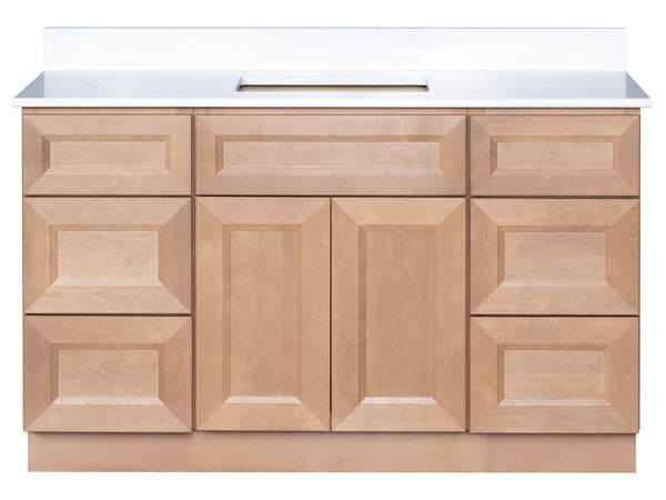 54 inch single sink bathroom vanity in Timber finish with solid wood cabinet and modern design