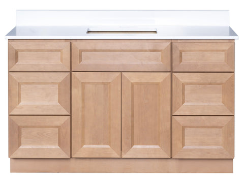 54 inch single sink bathroom vanity in Timber finish with solid wood cabinet and modern design