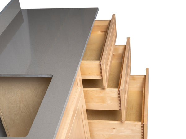 Solid Wood Offset Bathroom Cabinet with Dovetailed Drawers