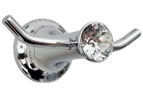 Double Robe Hook with Clear White Crystal Accent