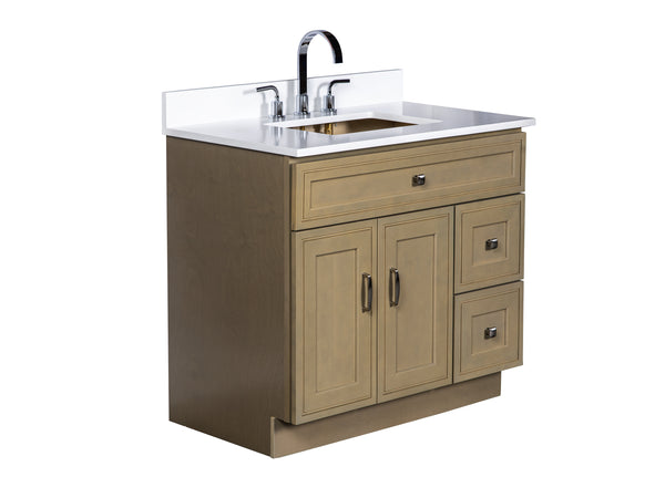 Bathroom Cabinet with Two Doors, Two Drawers and Dummy Drawer Pre-installed with Tip-out Tray