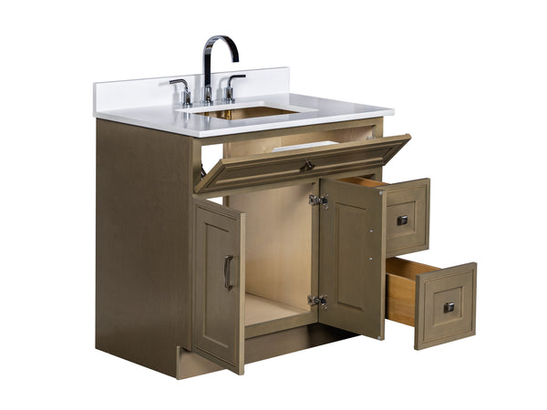 Warm up the Space with this Solid Wood Bathroom Cabinet in Warm Hazel. Tones of Sage, Green, Chestnut, Tobacco, Hazel. 